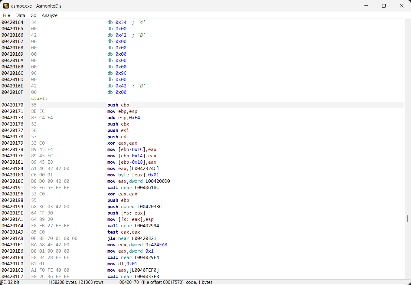 AsmoniteDis: code at the entry point with labels
